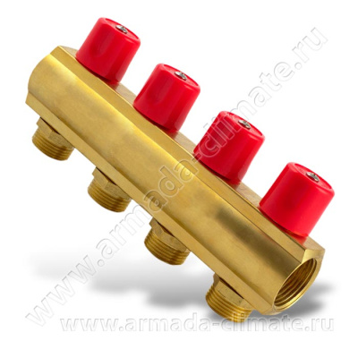 Гребенка 1*3/4*4вых.с вентелями
