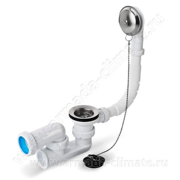 Сифон для ванны с выпуском и переливом рег. 11/2х40х50(Е250)